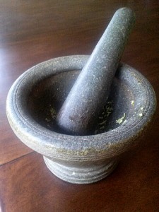 My mortar and pestle, a gift from my mother in Thailand.